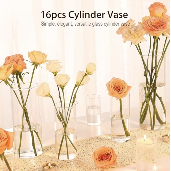 Clear Glass Cylinder Vases Set - Picture 4 of 4